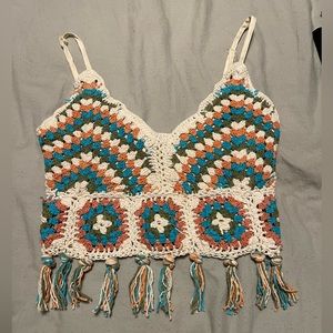 Marshalls, Size M, Multicolored crochet tank top with tassels, New with tags